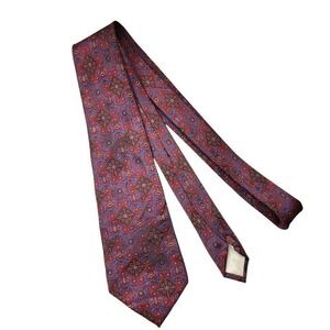 MCM‎ VINTAGE Silk Geometric Baroque floral bird print Tie